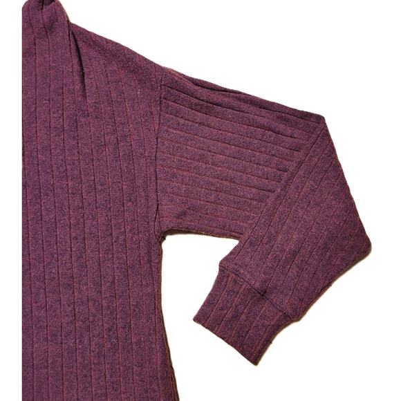 Lush Rib Knit Cowl Neck Pullover Sweater Tunic Dress Sz Small in Wine NWT - Picture 5 of 8
